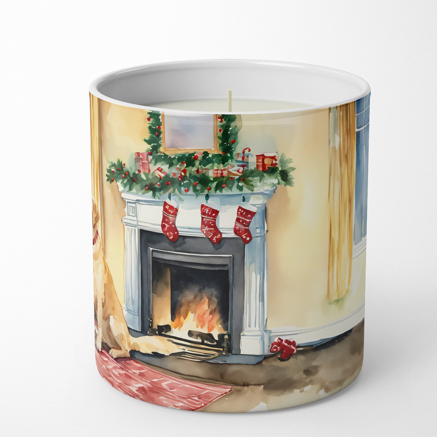 Labrador Retriever Cozy Christmas Decorative Soy Candle Nature Soy Wax Essential Oil Home Decor Ideal for Bedroom Kitchen Bath Office Gift, 10 oz