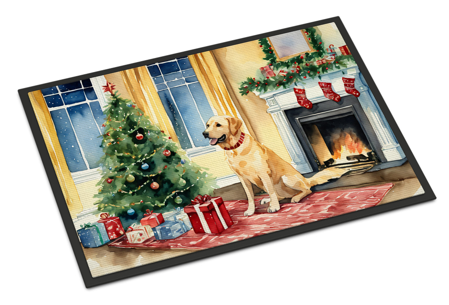 Labrador Retriever Cozy Christmas Doormat Indoor Outdoor 18H X 27W Front Door Mat Rugs for Entryway, Non Slip Washable
