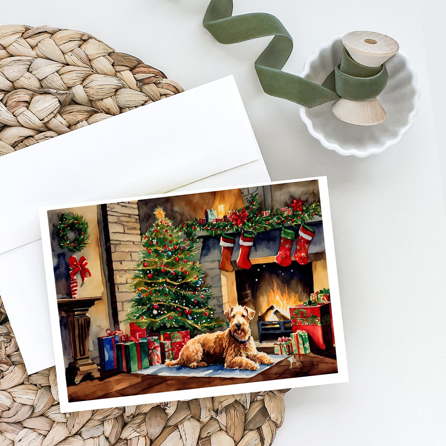 Lakeland Terrier Cozy Christmas Greeting Cards Pack of 8 Blank Cards with Envelopes Whimsical A7 Size 5x7