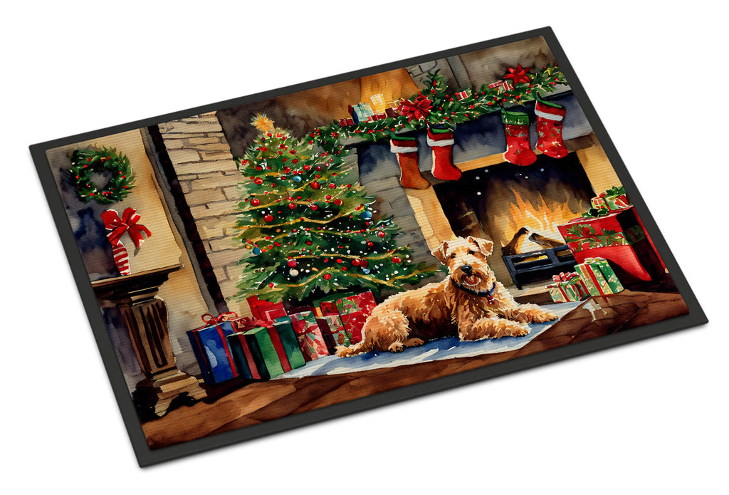 Lakeland Terrier Cozy Christmas Doormat Indoor Outdoor 24H X 36W Front Door Mat Rugs for Entryway, Non Slip Washable Low Pile,