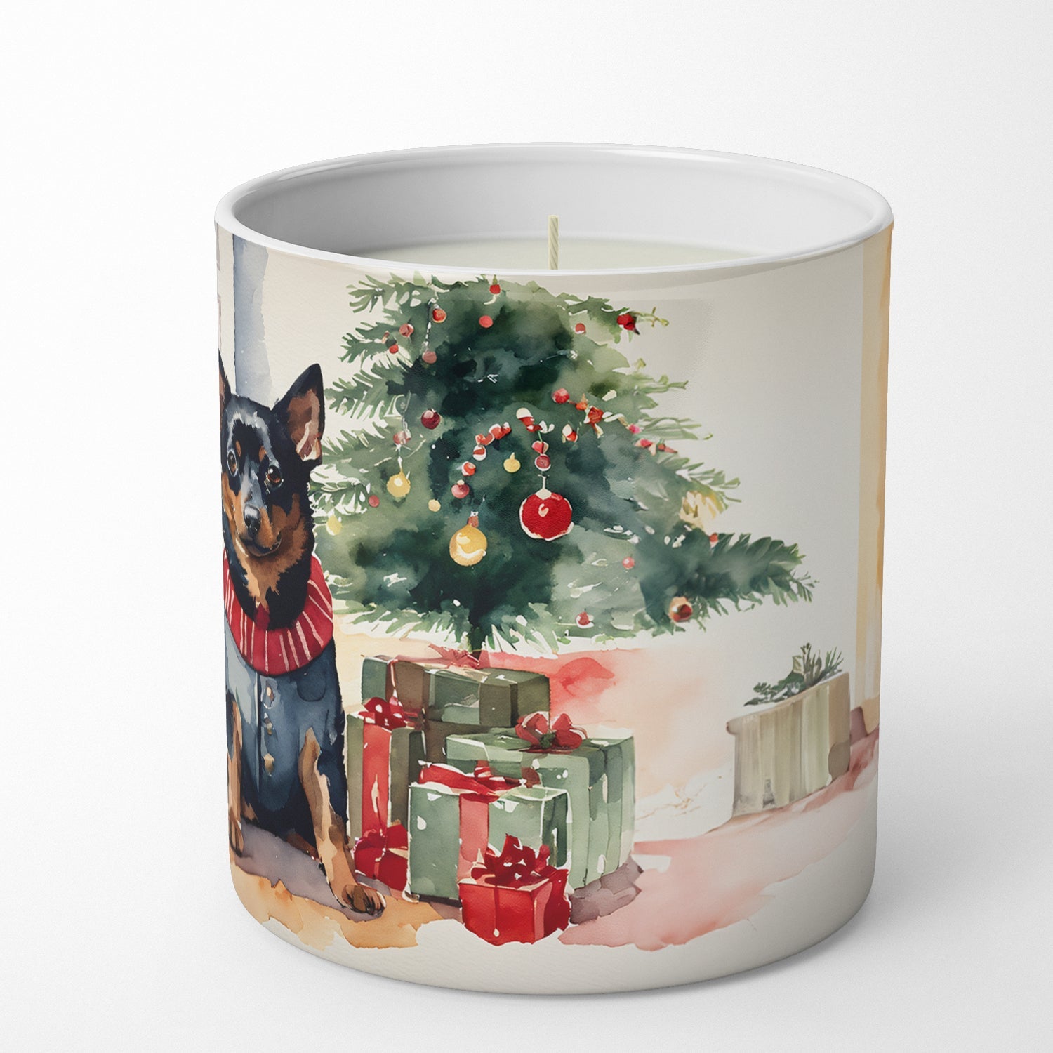 Lancashire Heeler Cozy Christmas Decorative Soy Candle Nature Soy Wax Essential Oil Home Decor Ideal for Bedroom Kitchen Bath Office Gift, 10 oz