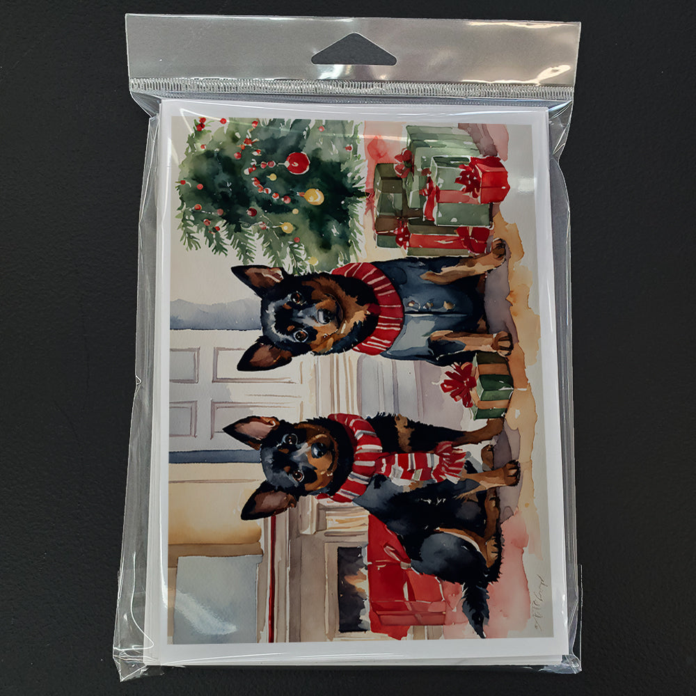 Lancashire Heeler Cozy Christmas Greeting Cards Pack of 8 Blank Cards with Envelopes Whimsical A7 Size 5x7