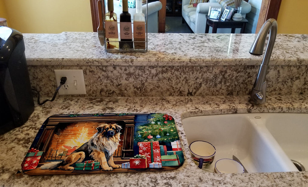 Leonberger Cozy Christmas Dish Drying Mat Absorbent Dish Drying Mat Pad for Kitchen Counter Dish Drainer Mat for Countertop, 14 x 21", Multicolor