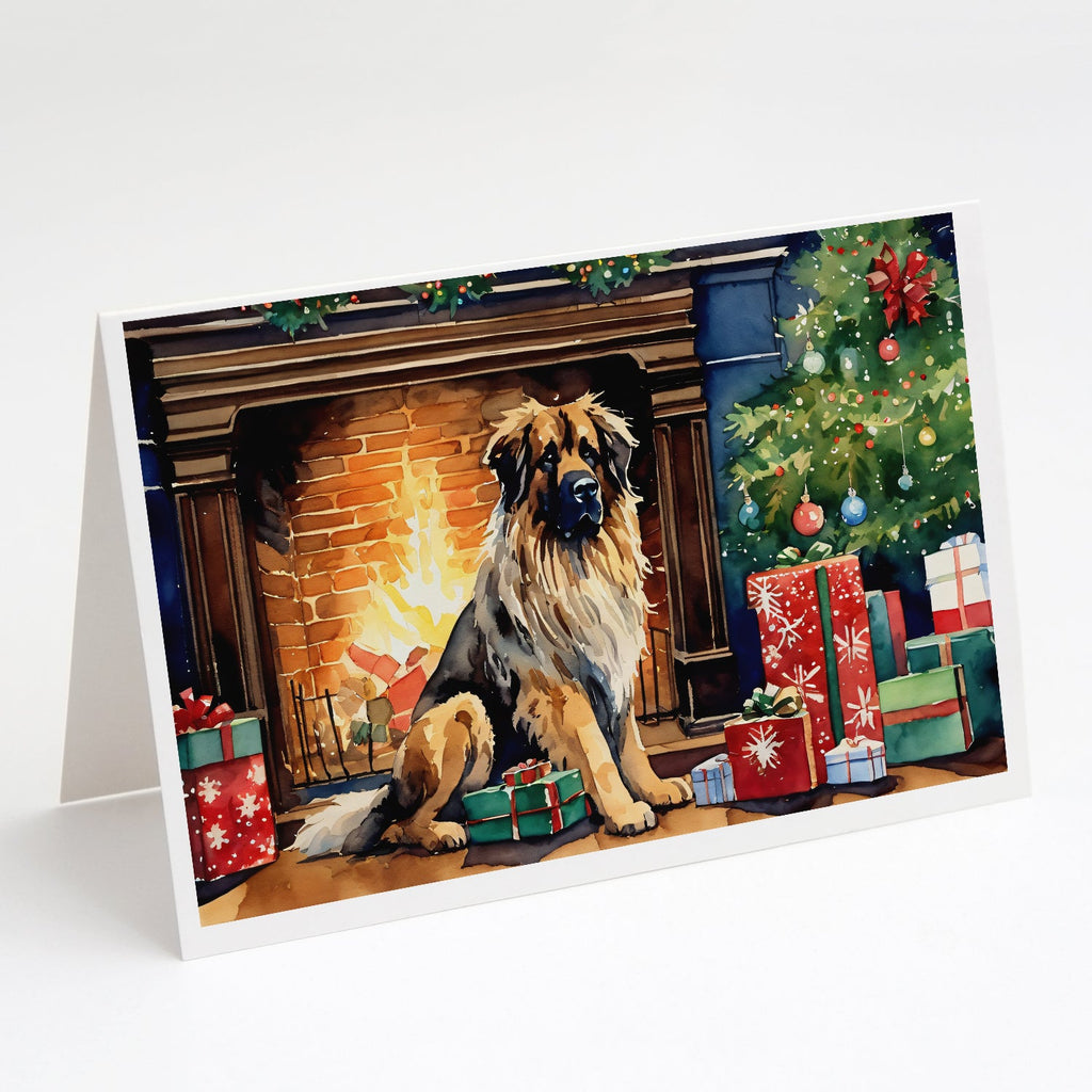 Leonberger Cozy Christmas Greeting Cards Pack of 8 Blank Cards with Envelopes Whimsical A7 Size 5x7
