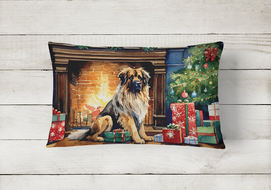 Leonberger Cozy Christmas Decorative Throw Pillow 12x16 Indoor Outdoor Accent Cushion, Fabric Cover with Insert for Sofa, Bed, Porch & Living Room