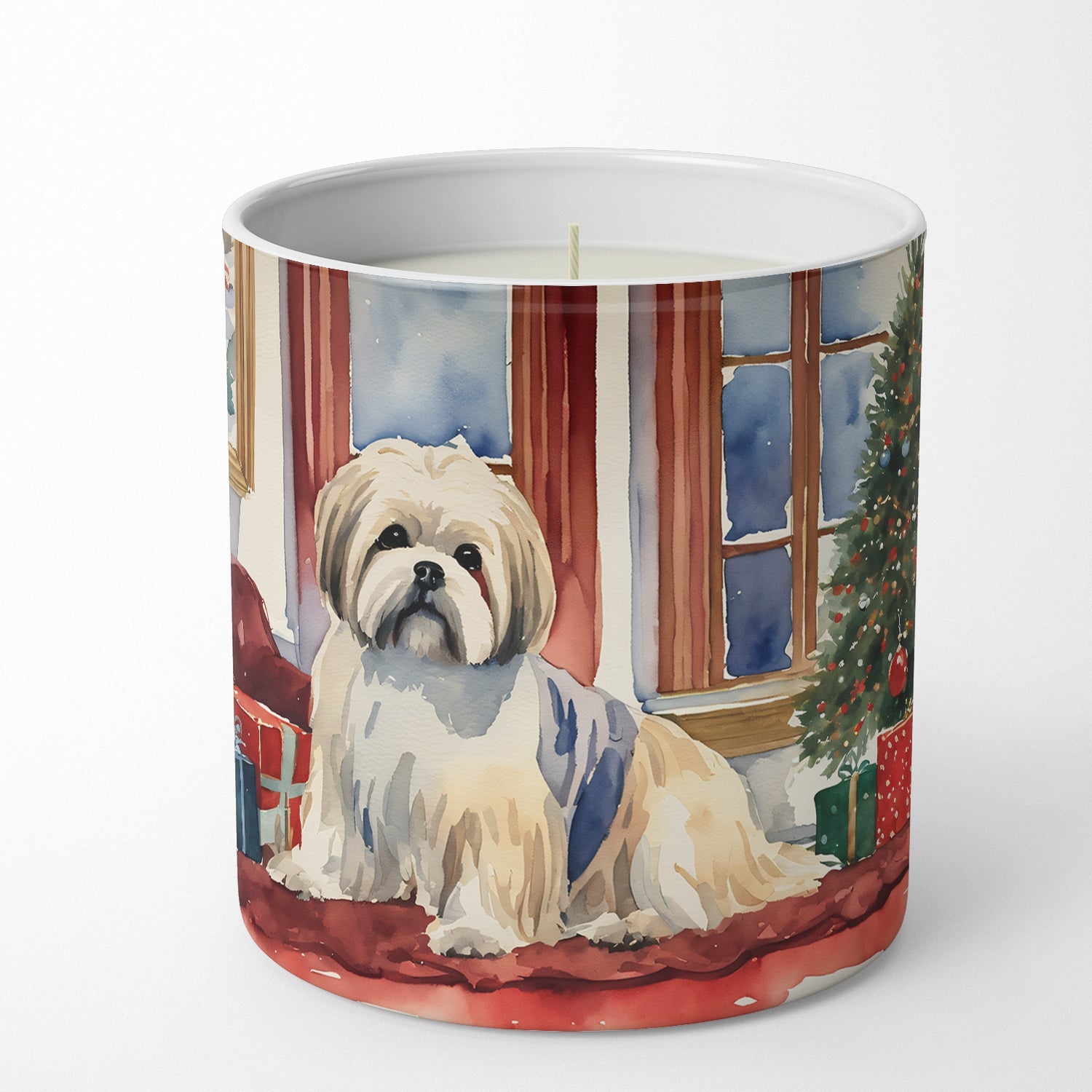 Lhasa Apso Cozy Christmas Decorative Soy Candle Nature Soy Wax Essential Oil Home Decor Ideal for Bedroom Kitchen Bath Office Gift, 10 oz