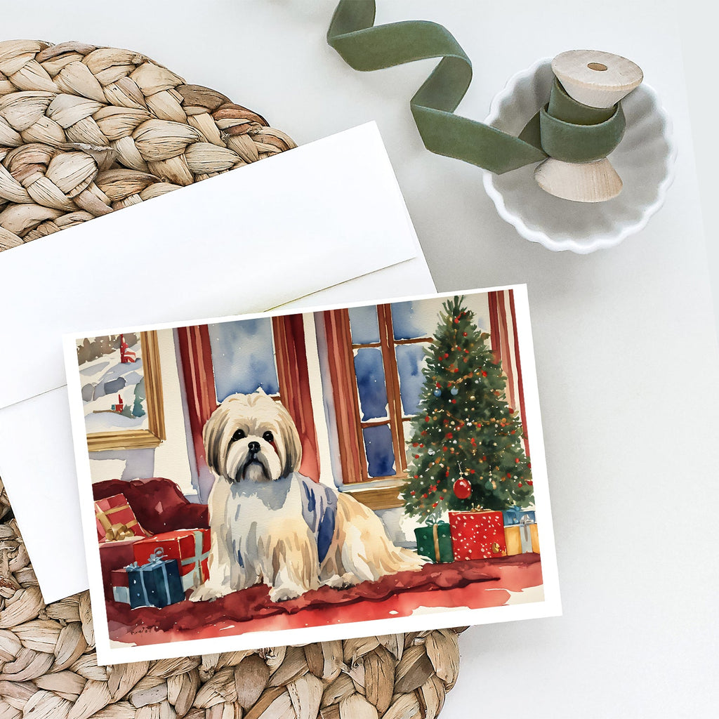 Lhasa Apso Cozy Christmas Greeting Cards Pack of 8 Blank Cards with Envelopes Whimsical A7 Size 5x7