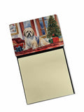 Lhasa Apso Cozy Christmas Watercolor Sticky Note Holder Refillable Dispenser Desk Accessory 3x3 Pad Gift