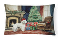 Maltese Cozy Christmas Decorative Throw Pillow 12x16 Indoor Outdoor Accent Cushion, Fabric Cover with Insert for Sofa, Bed, Porch & Living Room