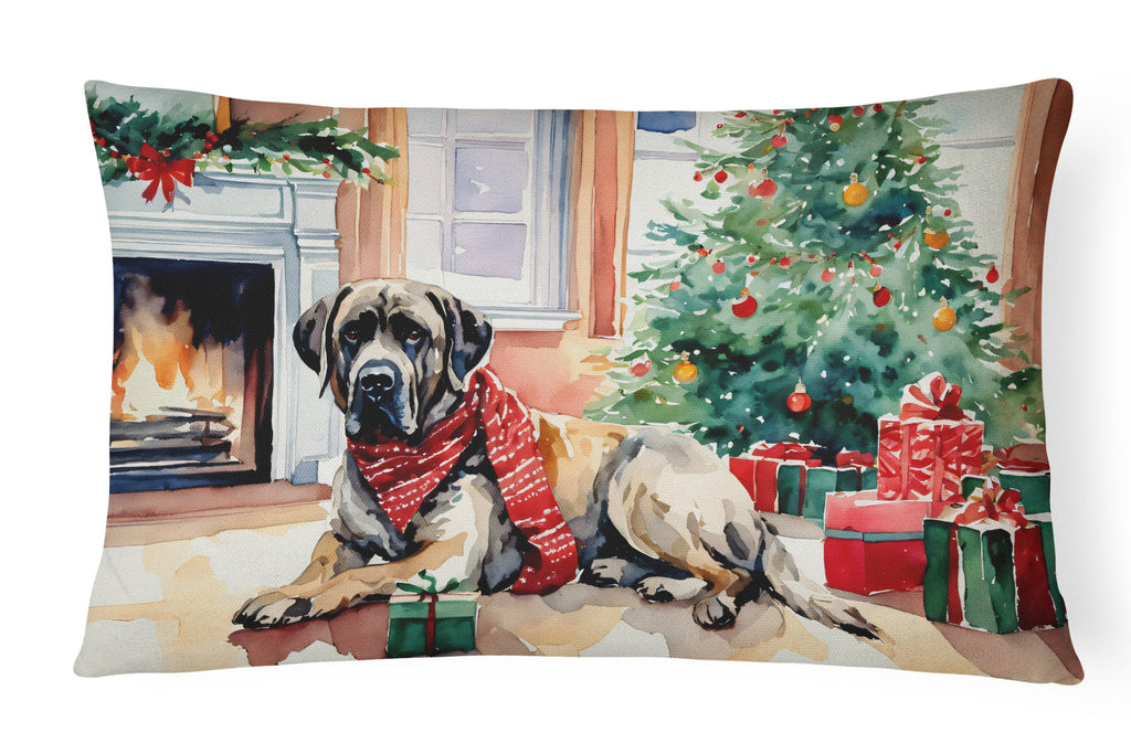 Mastiff Cozy Christmas Decorative Throw Pillow 12x16 Indoor Outdoor Accent Cushion, Fabric Cover with Insert for Sofa, Bed, Porch & Living Room