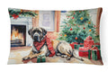 Mastiff Cozy Christmas Decorative Throw Pillow 12x16 Indoor Outdoor Accent Cushion, Fabric Cover with Insert for Sofa, Bed, Porch & Living Room