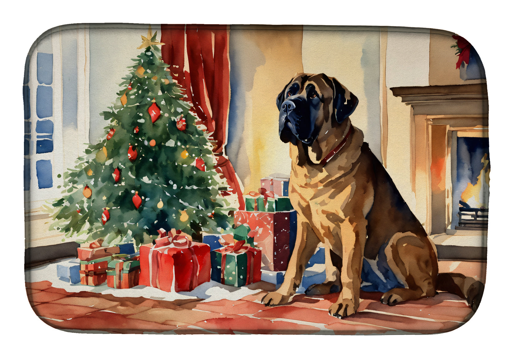 Mastiff Cozy Christmas Dish Drying Mat Absorbent Dish Drying Mat Pad for Kitchen Counter Dish Drainer Mat for Countertop, 14 x 21", Multicolor
