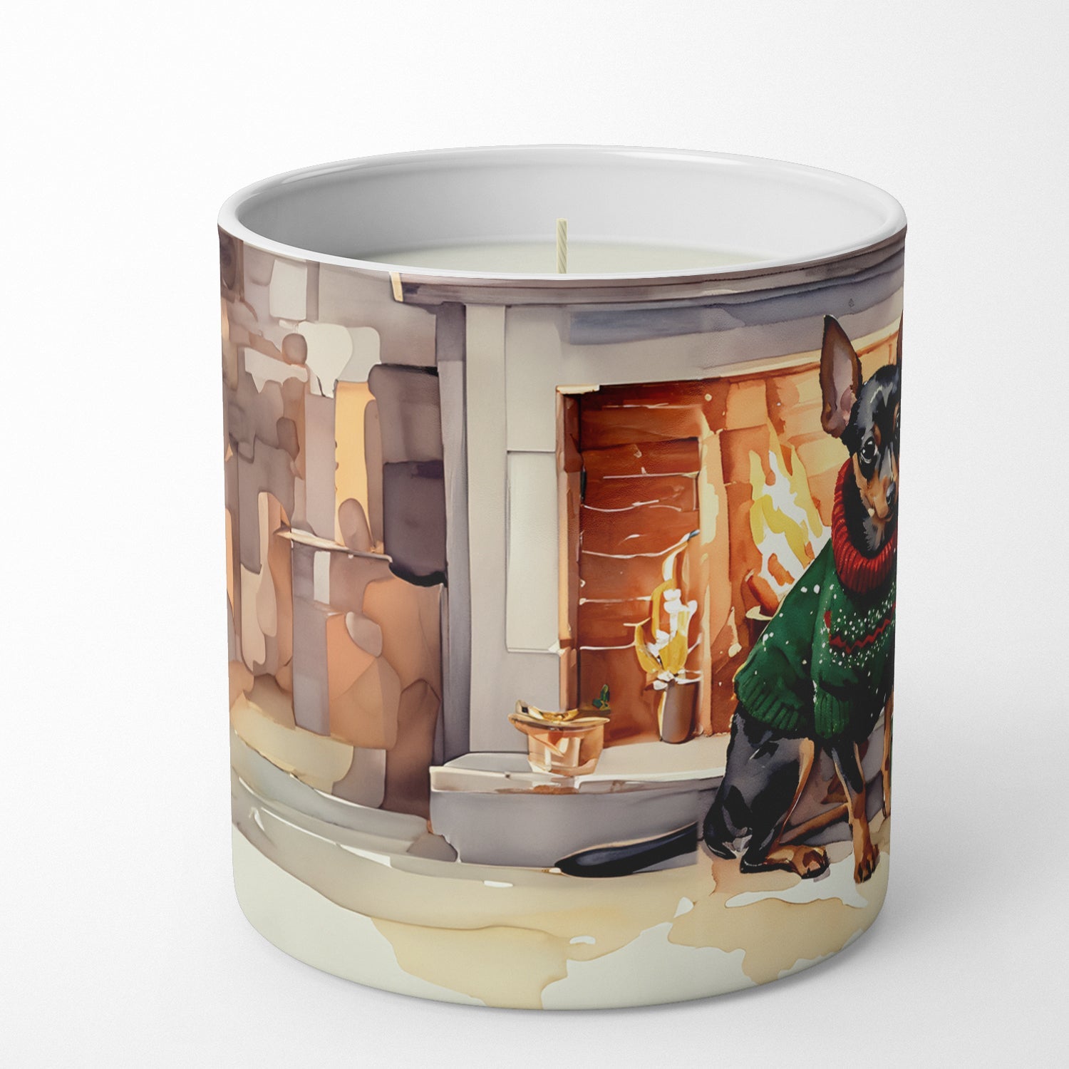Miniature Pinscher Cozy Christmas Decorative Soy Candle Nature Soy Wax Essential Oil Home Decor Ideal for Bedroom Kitchen Bath Office Gift, 10 oz