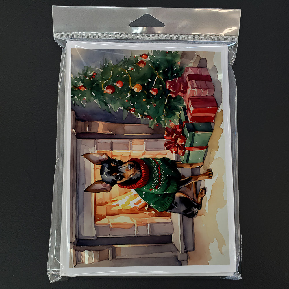 Miniature Pinscher Cozy Christmas Greeting Cards Pack of 8 Blank Cards with Envelopes Whimsical A7 Size 5x7