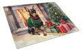 Miniature Pinscher Cozy Christmas Cutting Board Tempered Glass Kitchen Cutting Surface, Heat Resistant Chopping, Non-Slip Feet, Food Prep & Serving