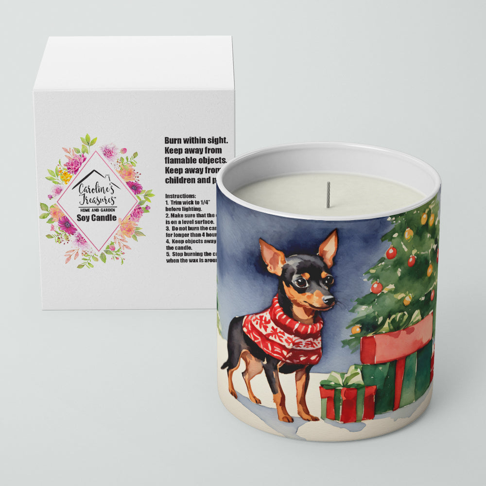 Miniature Pinscher Cozy Christmas Decorative Soy Candle Nature Soy Wax Essential Oil Home Decor Ideal for Bedroom Kitchen Bath Office Gift, 10 oz