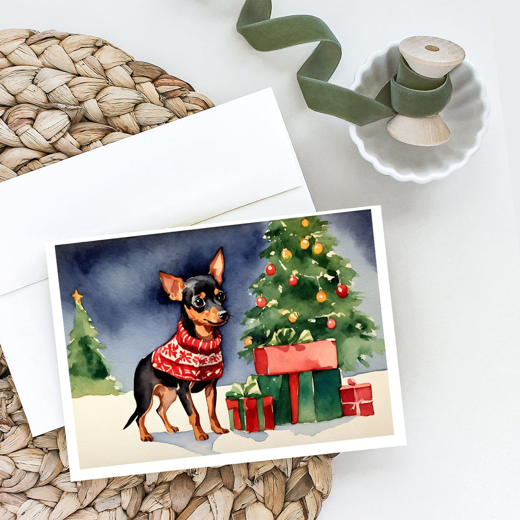 Miniature Pinscher Cozy Christmas Greeting Cards Pack of 8 Blank Cards with Envelopes Whimsical A7 Size 5x7