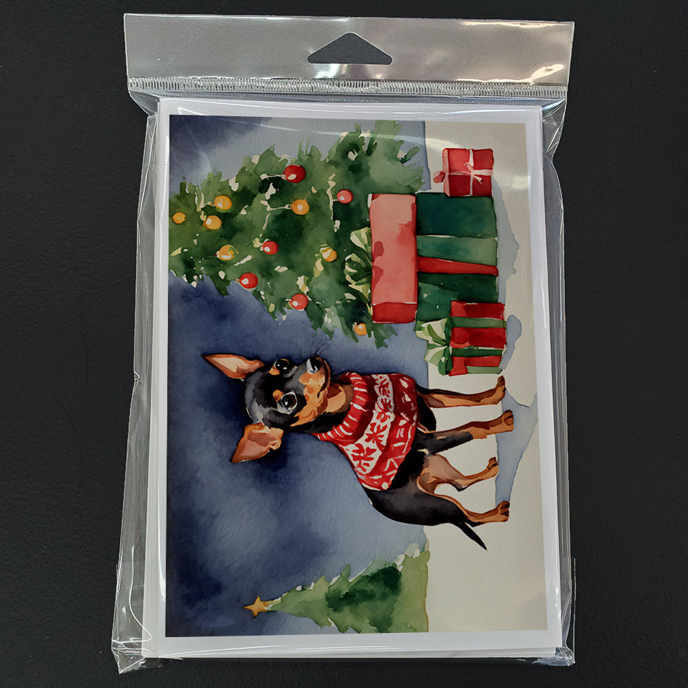 Miniature Pinscher Cozy Christmas Greeting Cards Pack of 8 Blank Cards with Envelopes Whimsical A7 Size 5x7