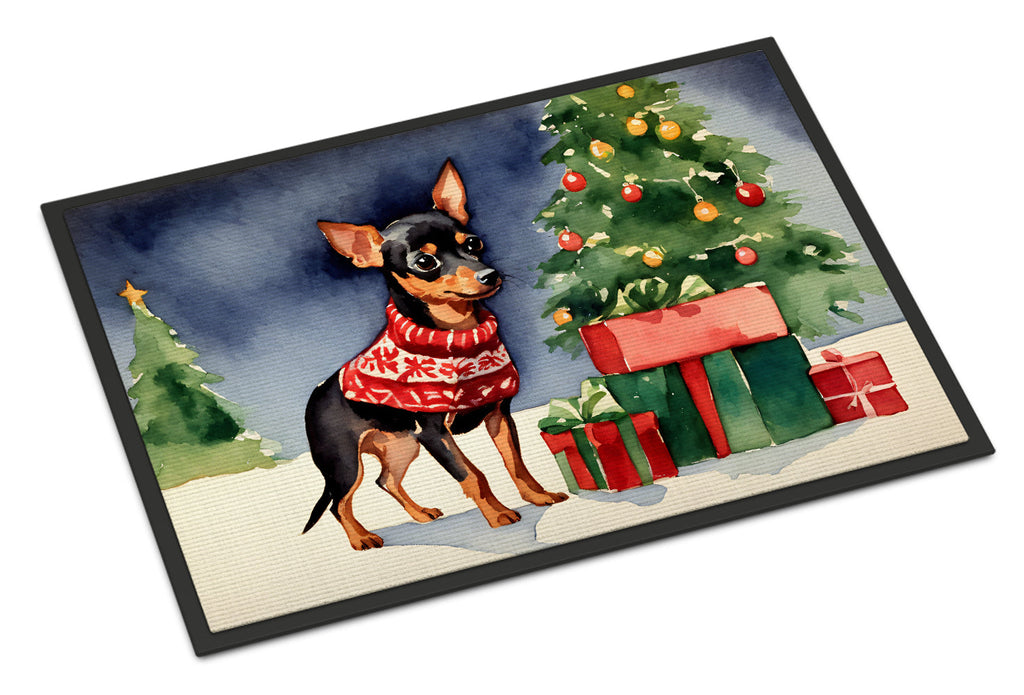 Miniature Pinscher Cozy Christmas Doormat Indoor Outdoor 24H X 36W Front Door Mat Rugs for Entryway, Non Slip Washable Low Pile,