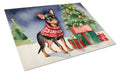 Miniature Pinscher Cozy Christmas Cutting Board Tempered Glass Kitchen Cutting Surface, Heat Resistant Chopping, Non-Slip Feet, Food Prep & Serving