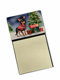 Miniature Pinscher Cozy Christmas Watercolor Sticky Note Holder Refillable Dispenser Desk Accessory 3x3 Pad Gift