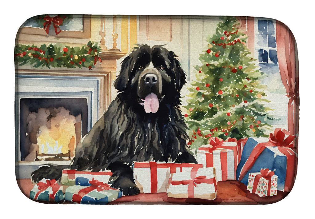 Newfoundland Cozy Christmas Dish Drying Mat Absorbent Dish Drying Mat Pad for Kitchen Counter Dish Drainer Mat for Countertop, 14 x 21", Multicolor