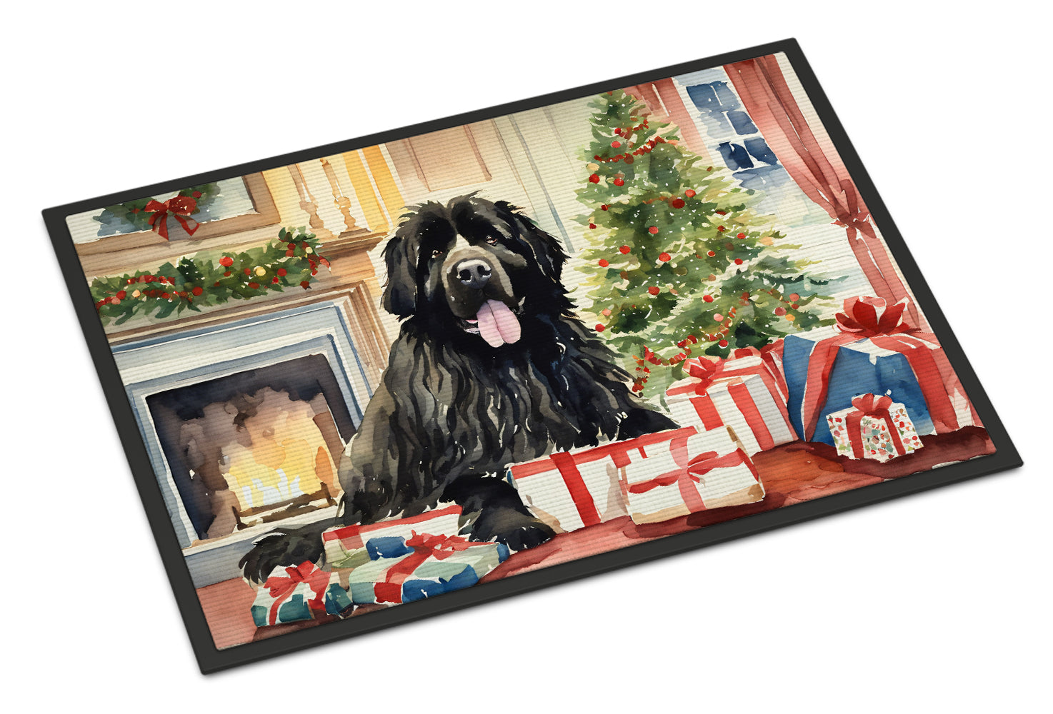 Newfoundland Cozy Christmas Doormat Indoor Outdoor 24H X 36W Front Door Mat Rugs for Entryway, Non Slip Washable Low Pile,