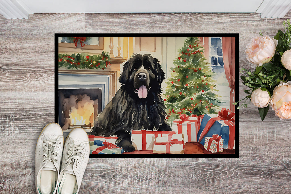 Newfoundland Cozy Christmas Doormat Indoor Outdoor 18H X 27W Front Door Mat Rugs for Entryway, Non Slip Washable