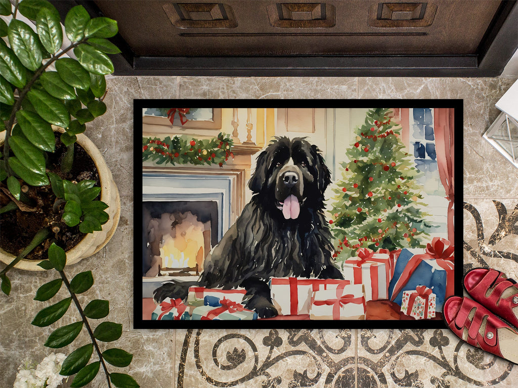 Newfoundland Cozy Christmas Doormat Indoor Outdoor 18H X 27W Front Door Mat Rugs for Entryway, Non Slip Washable