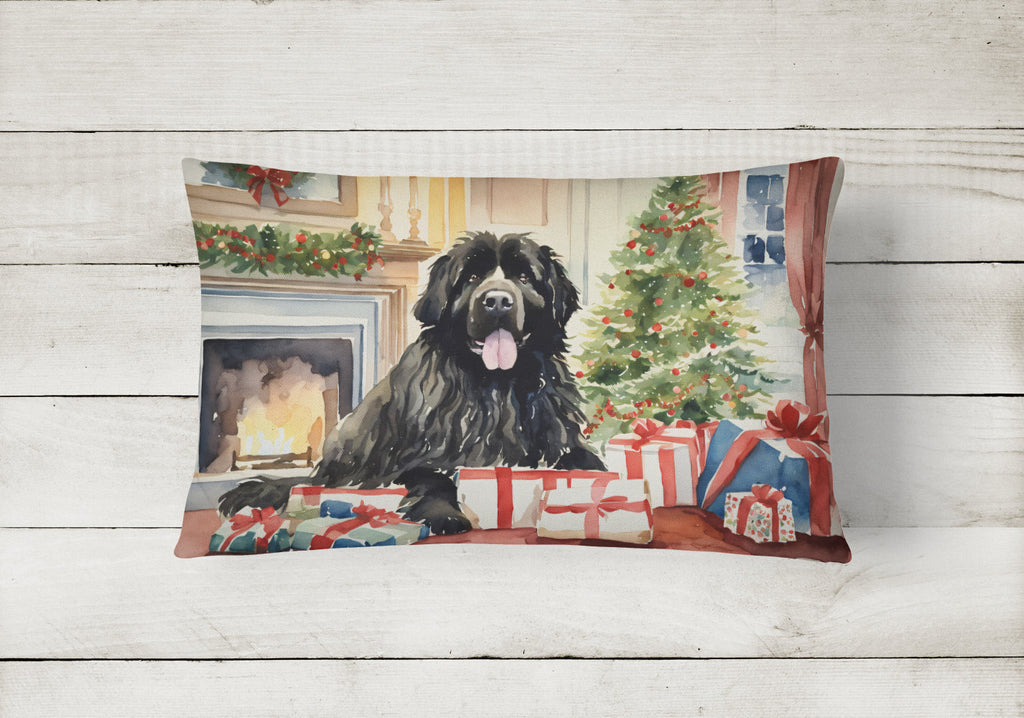 Newfoundland Cozy Christmas Decorative Throw Pillow 12x16 Indoor Outdoor Accent Cushion, Fabric Cover with Insert for Sofa, Bed, Porch & Living Room