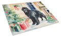 Newfoundland Cozy Christmas Cutting Board Tempered Glass Kitchen Cutting Surface, Heat Resistant Chopping, Non-Slip Feet, Food Prep & Serving