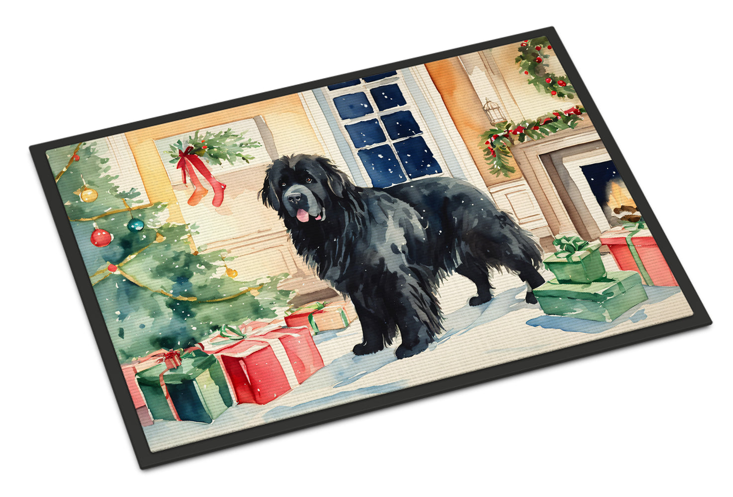 Newfoundland Cozy Christmas Doormat Indoor Outdoor 18H X 27W Front Door Mat Rugs for Entryway, Non Slip Washable