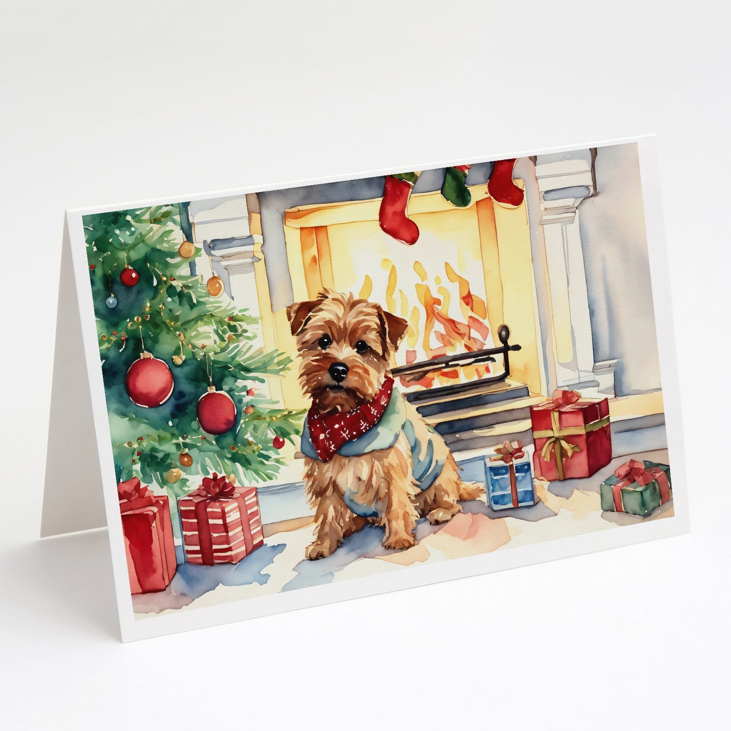 Norfolk Terrier Cozy Christmas Greeting Cards Pack of 8 Blank Cards with Envelopes Whimsical A7 Size 5x7