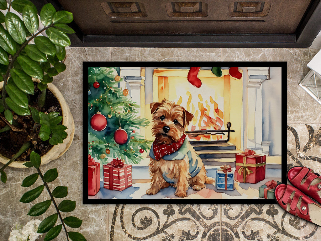 Norfolk Terrier Cozy Christmas Doormat Indoor Outdoor 24H X 36W Front Door Mat Rugs for Entryway, Non Slip Washable Low Pile,
