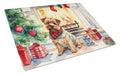 Norfolk Terrier Cozy Christmas Cutting Board Tempered Glass Kitchen Cutting Surface, Heat Resistant Chopping, Non-Slip Feet, Food Prep & Serving