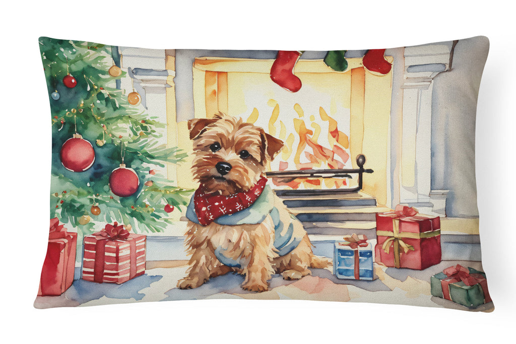 Norfolk Terrier Cozy Christmas Decorative Throw Pillow 12x16 Indoor Outdoor Accent Cushion, Fabric Cover with Insert for Sofa, Bed, Porch & Living Room