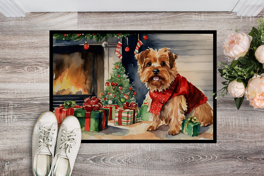Norfolk Terrier Cozy Christmas Doormat Indoor Outdoor 24H X 36W Front Door Mat Rugs for Entryway, Non Slip Washable Low Pile,