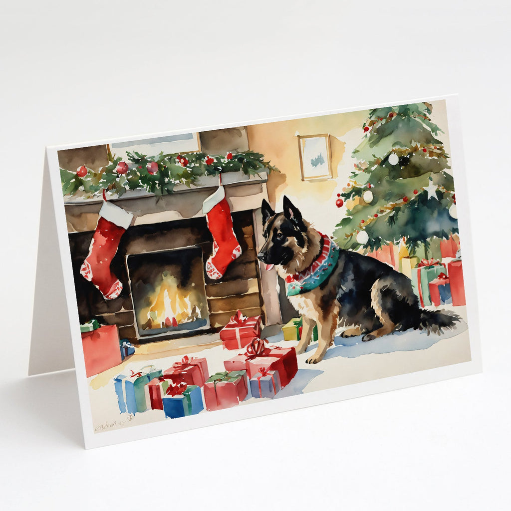 Norwegian Buhund Cozy Christmas Greeting Cards Pack of 8 Blank Cards with Envelopes Whimsical A7 Size 5x7