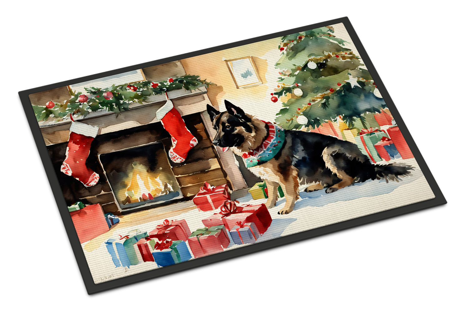 Norwegian Buhund Cozy Christmas Doormat Indoor Outdoor 18H X 27W Front Door Mat Rugs for Entryway, Non Slip Washable