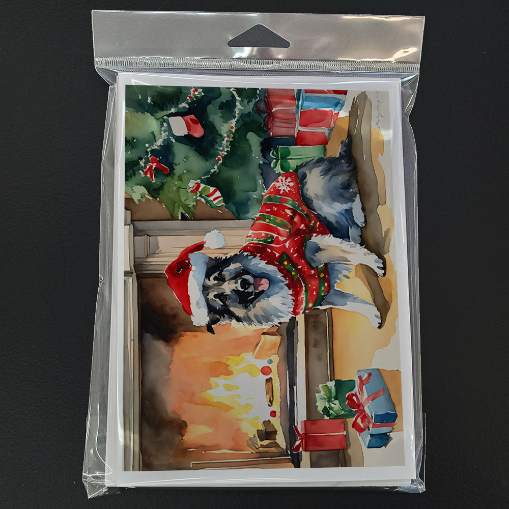Norwegian Elkhound Cozy Christmas Greeting Cards Pack of 8 Blank Cards with Envelopes Whimsical A7 Size 5x7
