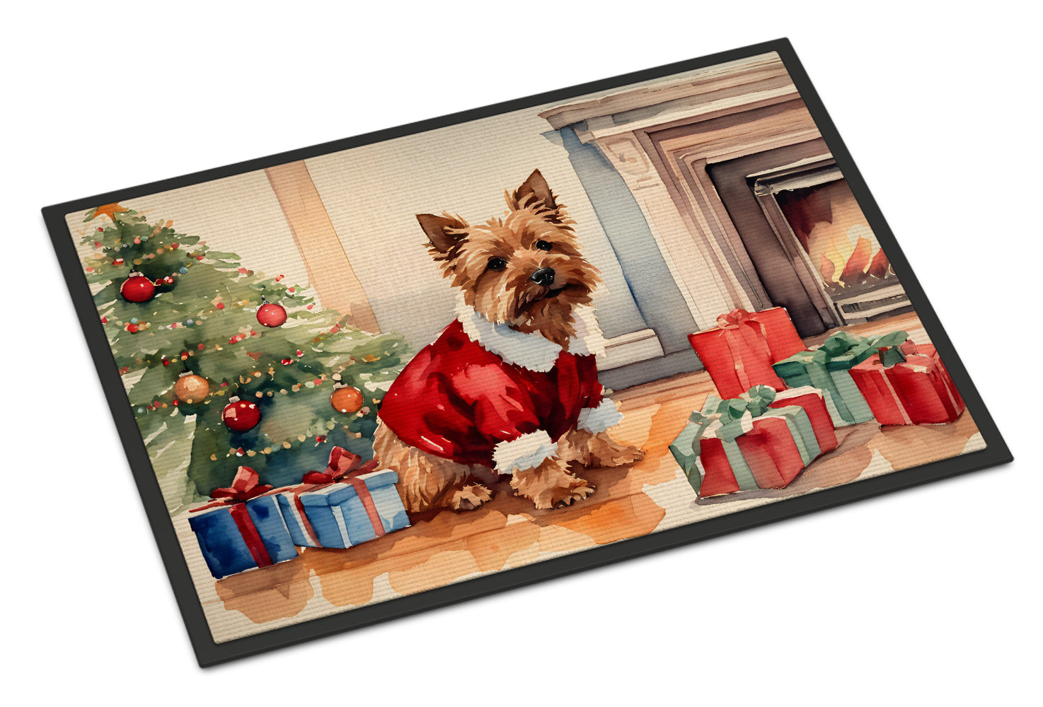 Norwich Terrier Cozy Christmas Doormat Indoor Outdoor 24H X 36W Front Door Mat Rugs for Entryway, Non Slip Washable Low Pile,