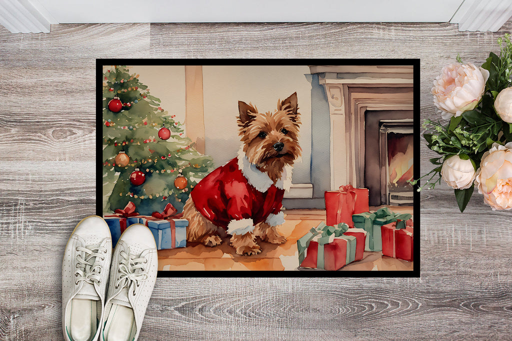 Norwich Terrier Cozy Christmas Doormat Indoor Outdoor 18H X 27W Front Door Mat Rugs for Entryway, Non Slip Washable