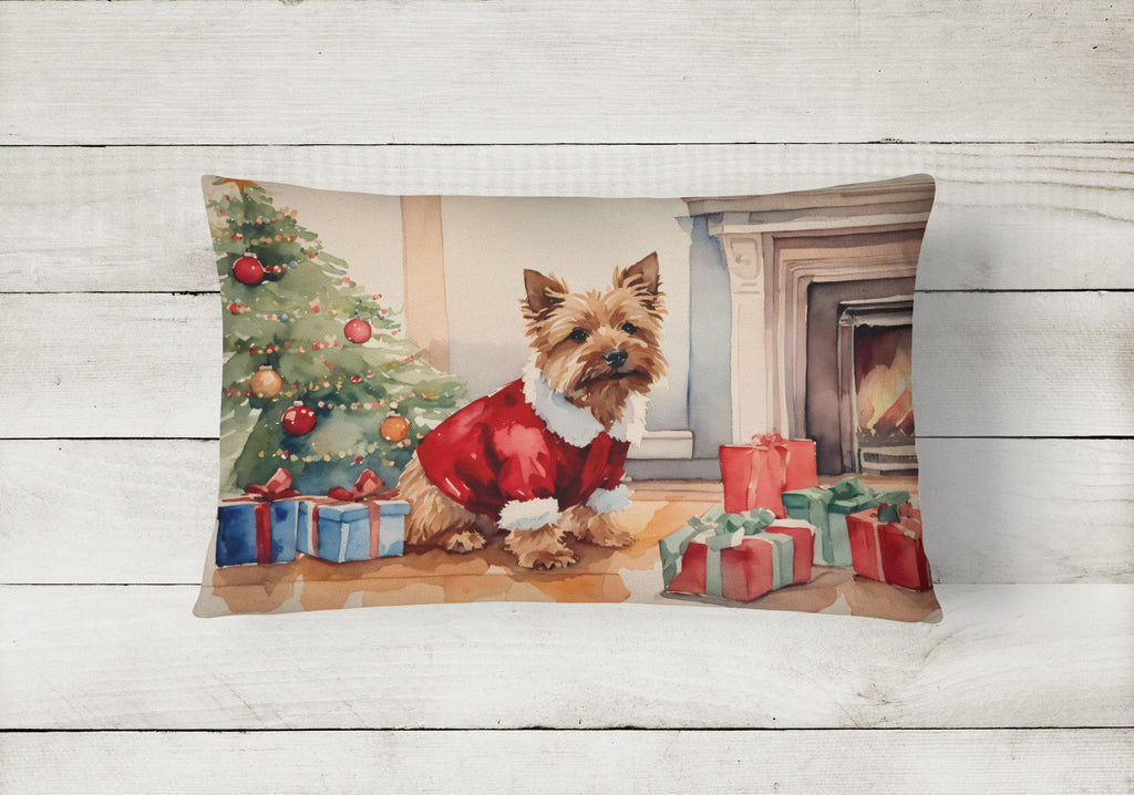 Norwich Terrier Cozy Christmas Decorative Throw Pillow 12x16 Indoor Outdoor Accent Cushion, Fabric Cover with Insert for Sofa, Bed, Porch & Living Room
