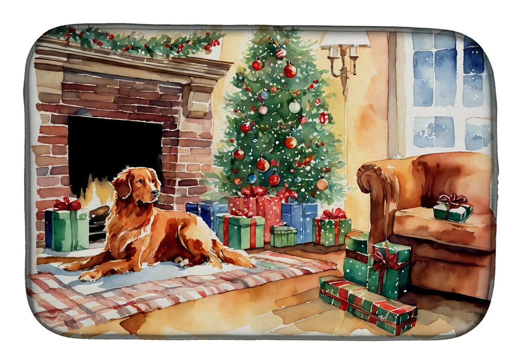 Nova Scotia Duck Tolling Retriever Cozy Christmas Dish Drying Mat Absorbent Dish Drying Mat Pad for Kitchen Counter Dish Drainer Mat for Countertop, 14 x 21", Multicolor