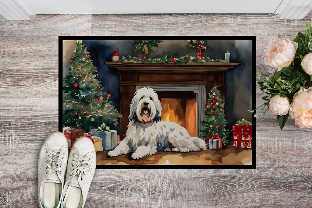 Old English Sheepdog Cozy Christmas Doormat Indoor Outdoor 24H X 36W Front Door Mat Rugs for Entryway, Non Slip Washable Low Pile,