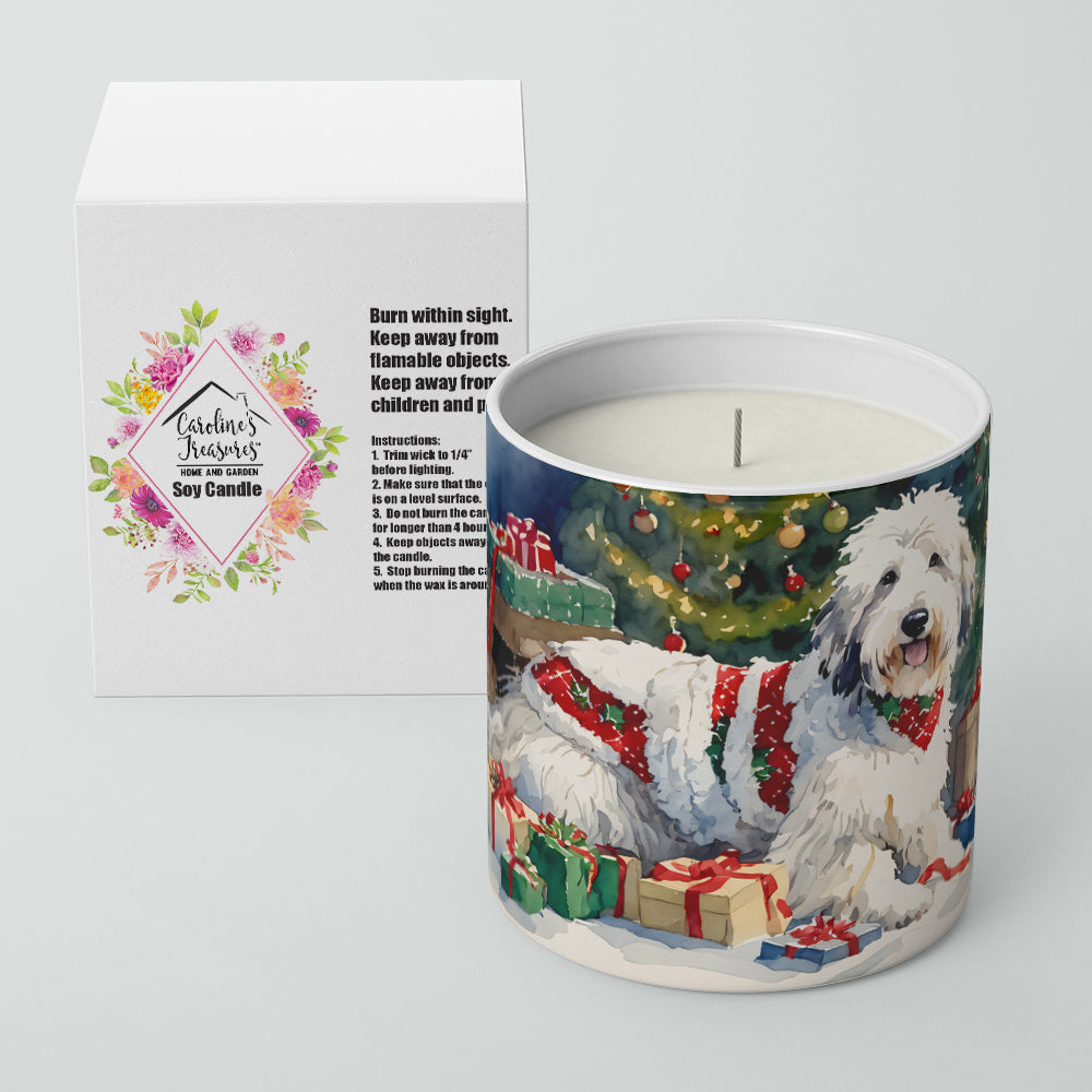 Old English Sheepdog Cozy Christmas Decorative Soy Candle Nature Soy Wax Essential Oil Home Decor Ideal for Bedroom Kitchen Bath Office Gift, 10 oz