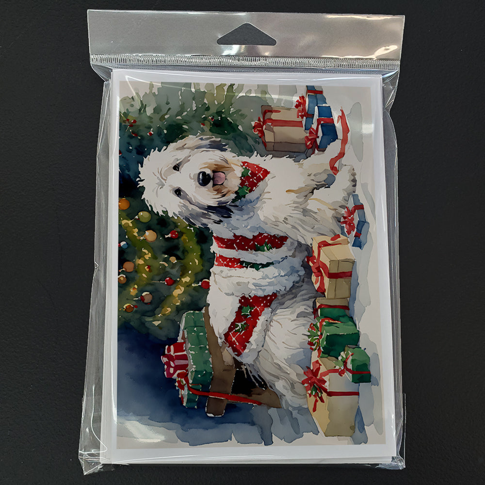 Old English Sheepdog Cozy Christmas Greeting Cards Pack of 8 Blank Cards with Envelopes Whimsical A7 Size 5x7