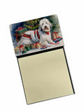 Old English Sheepdog Cozy Christmas Watercolor Sticky Note Holder Refillable Dispenser Desk Accessory 3x3 Pad Gift
