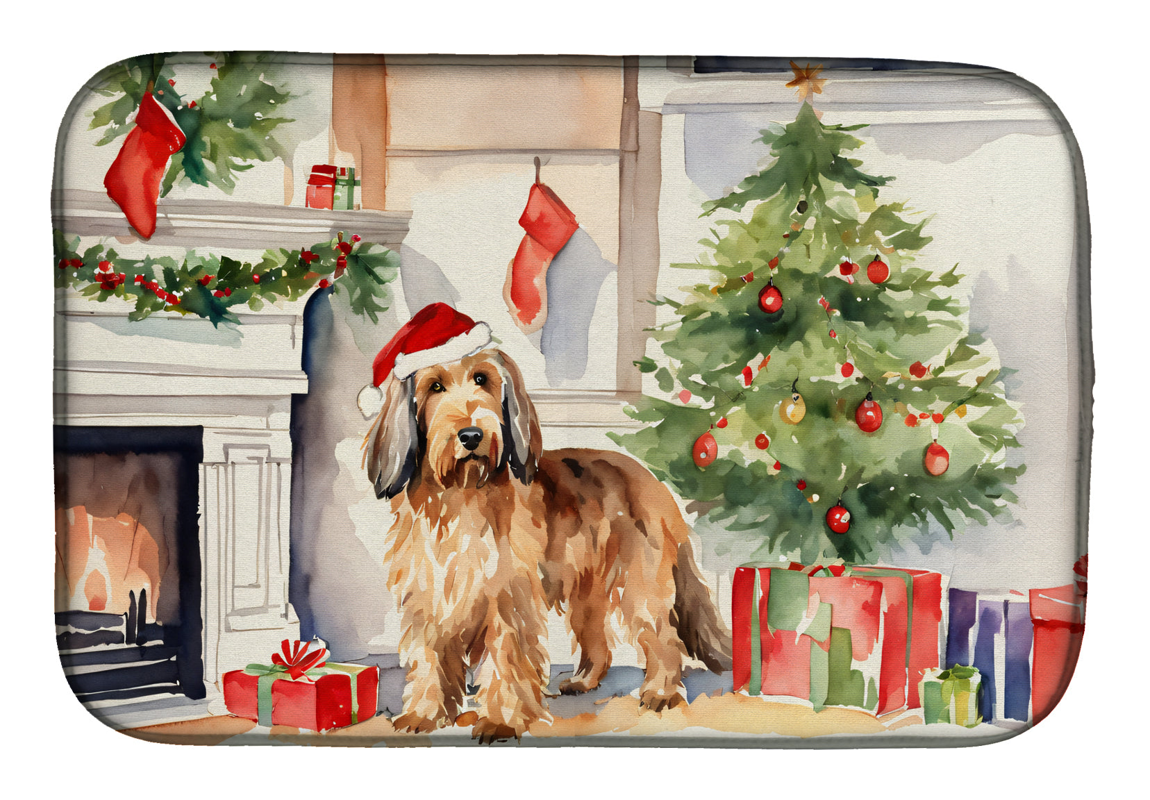 Otterhound Cozy Christmas Dish Drying Mat Absorbent Dish Drying Mat Pad for Kitchen Counter Dish Drainer Mat for Countertop, 14 x 21", Multicolor