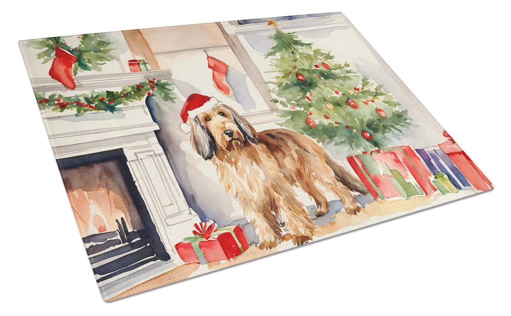 Otterhound Cozy Christmas Cutting Board Tempered Glass Kitchen Cutting Surface, Heat Resistant Chopping, Non-Slip Feet, Food Prep & Serving